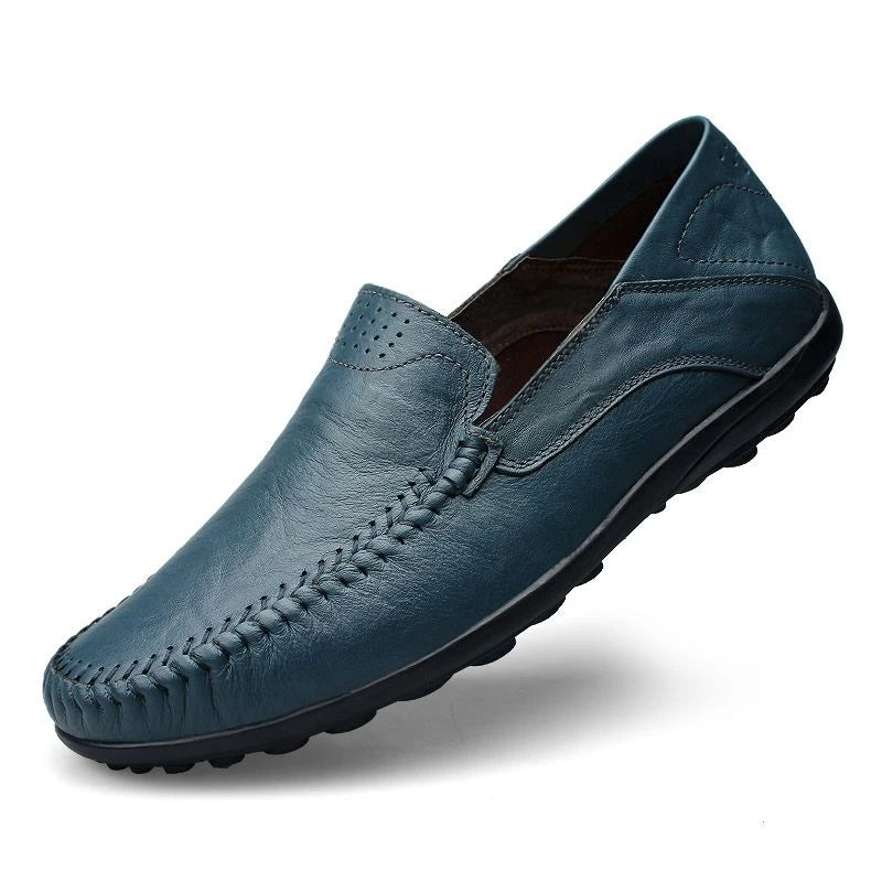 Zapatos de hombre de cuero genuino, mocasines formales informales de marca de lujo para hombre, mocasines italianos transpirables sin cordones, zapatos náuticos de talla grande