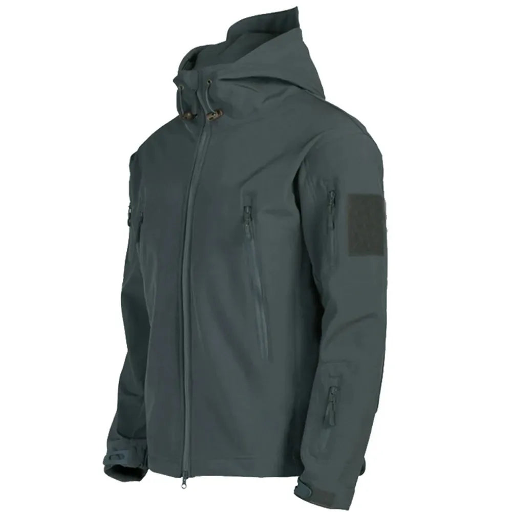 Chaqueta de Piel de Tiburón a la Moda 2024, Chaqueta Táctica Impermeable y Cortavientos para Hombre, Chaqueta con Capucha
