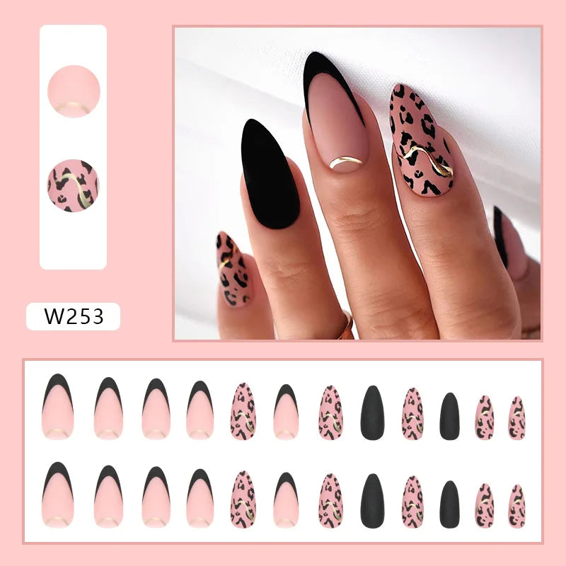 Dulce francés 24 Uds. De uñas postizas degradadas rosas, manicura de dedos artificiales brillantes, uñas postizas reutilizables para mujeres