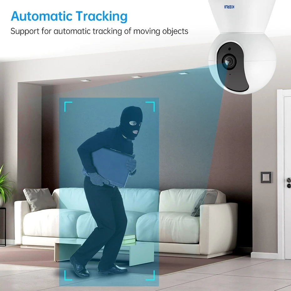 KERUI-minicámara IP inteligente Tuya de 5MP, videocámara inalámbrica para interiores, con WiFi, detección humana de IA, vigilancia CCTV, Monitor de bebé