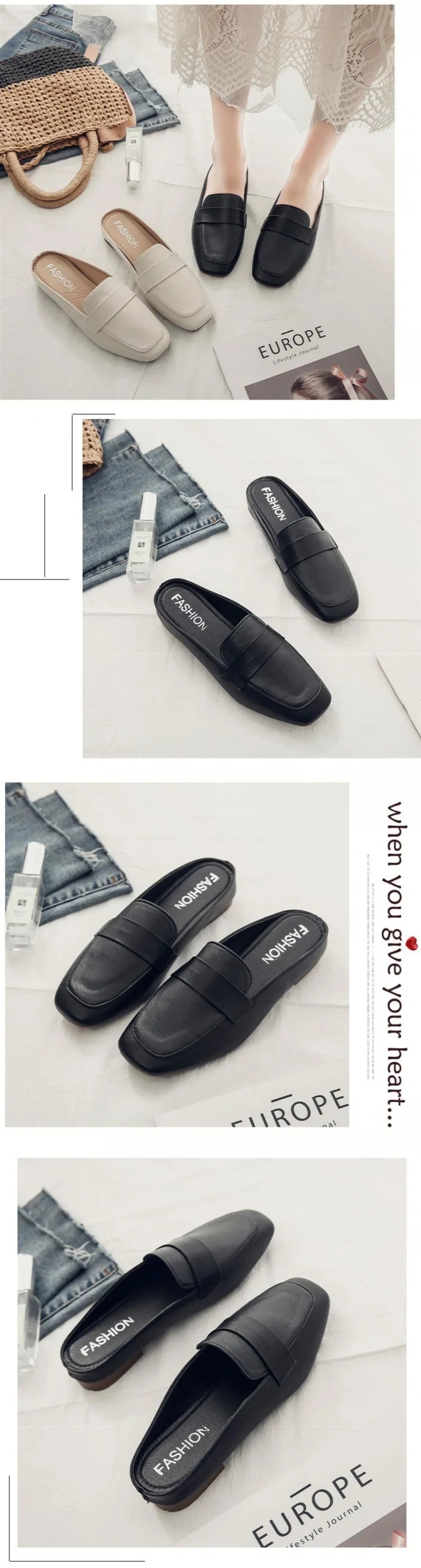 Baotou-Zapatillas planas de cuero suave para Mujer, Zapatos planos sin cordones, suela suave, 2024