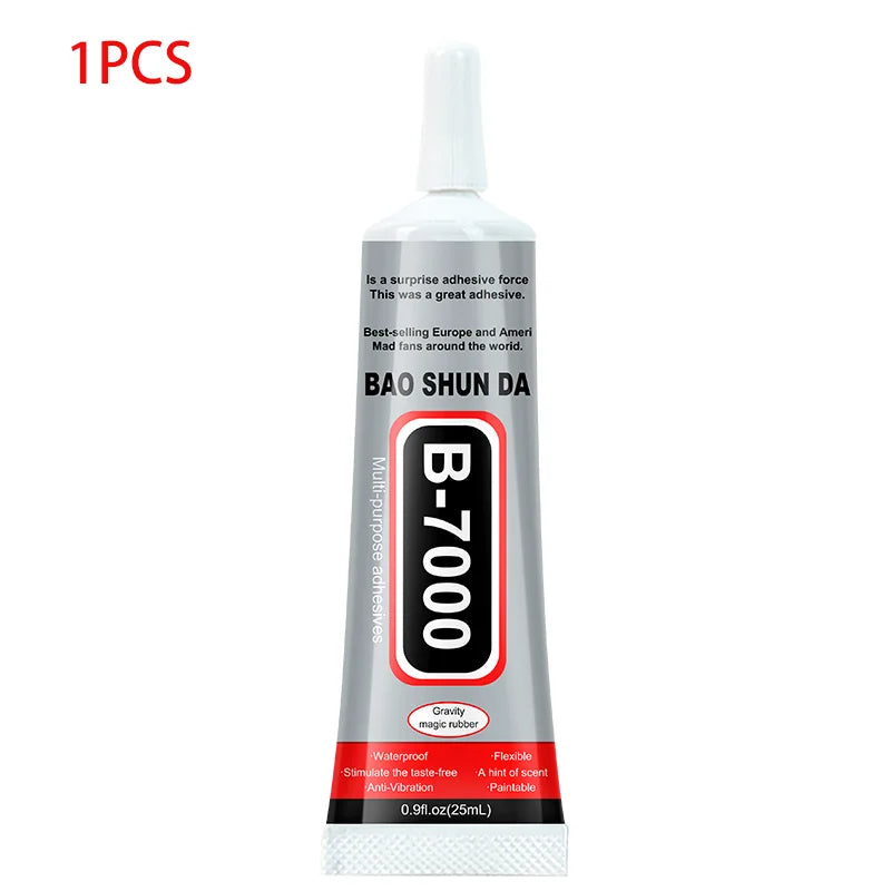 B7000 Pegamento 15/25/50/110 ml Adhesivo reparador de resina epoxi  Pantalla táctil de teléfono móvil Joyería Artesanía Herramienta de pegamento líquido para bricolaje con salida de aguja fina, transparente, ecológico