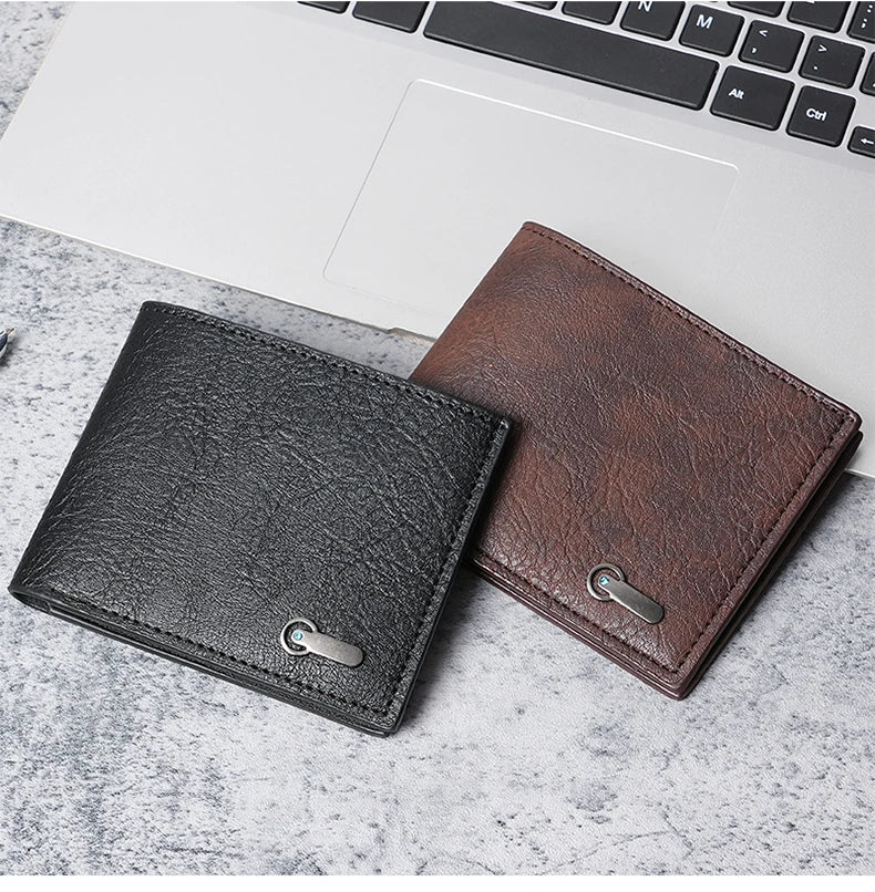 Cartera corta multitarjeta para hombre, billetera informal de moda, delgada, doble pliegue, horizontal, suave, nueva
