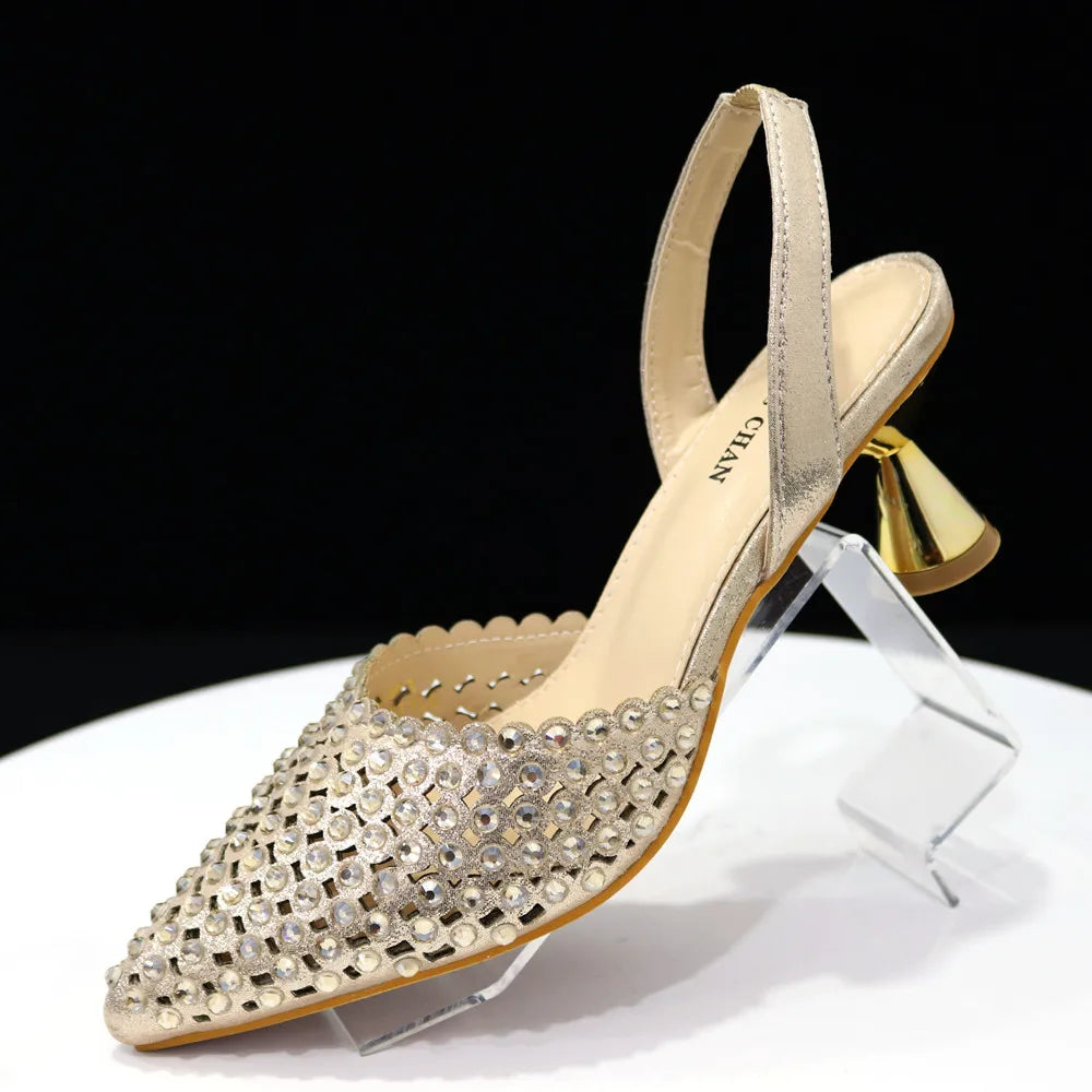 Sandalias con fondo de Muffin decoradas con cuentas para mujer, zapatos y bolso cómodos y versátiles, elegantes, a la moda, verano, 2023