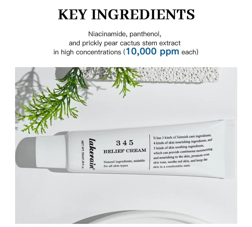 Crema de alivio 345, solución integral para problemas de la piel, antiazúcar y antioxidante, brillo de la piel, mejora las marcas de acné, humedad