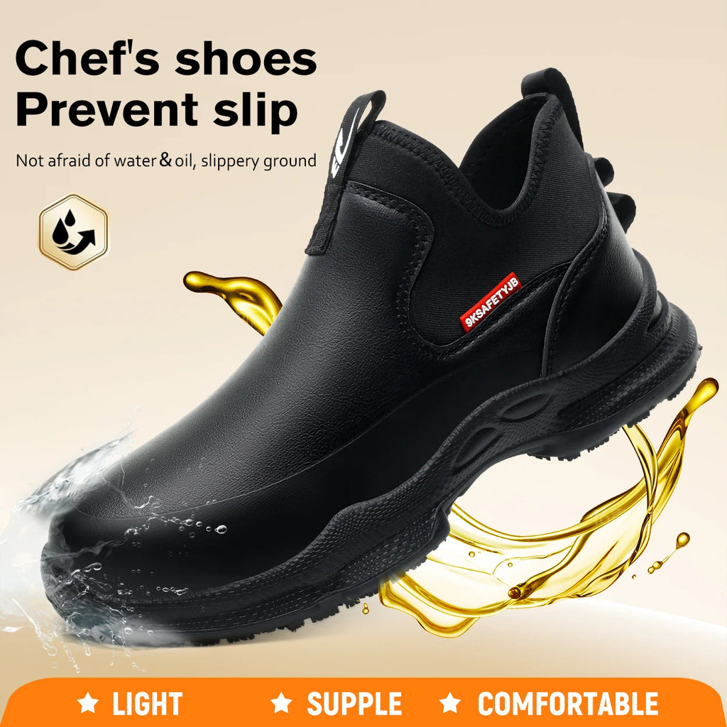 Zapatos de trabajo para Chef para hombre, calzado de cocina antideslizante resistente al aceite, zapatos de seguridad cómodos para restaurante, zapatos de cocina impermeables