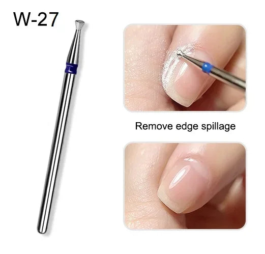 Brocas de cerámica para uñas de diamante, fresa para manicura, limas rotativas para cutículas izquierda y derecha, herramientas de accesorios para uñas DIY