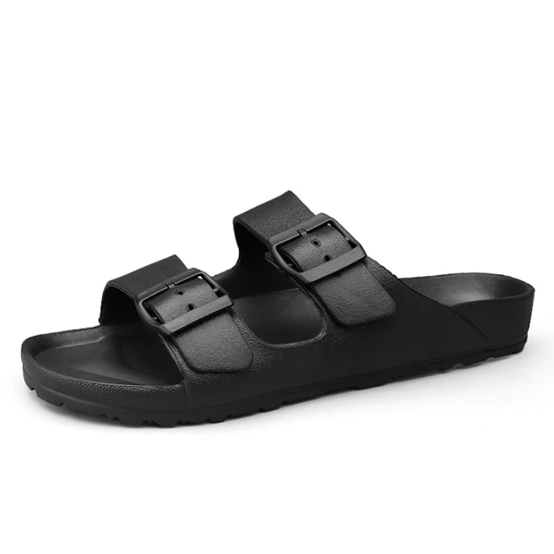 Zapatillas suaves ajustables de verano para hombre, chanclas planas de EVA con forma de nube, sandalias ligeras antideslizantes de Color sólido para playa de talla grande