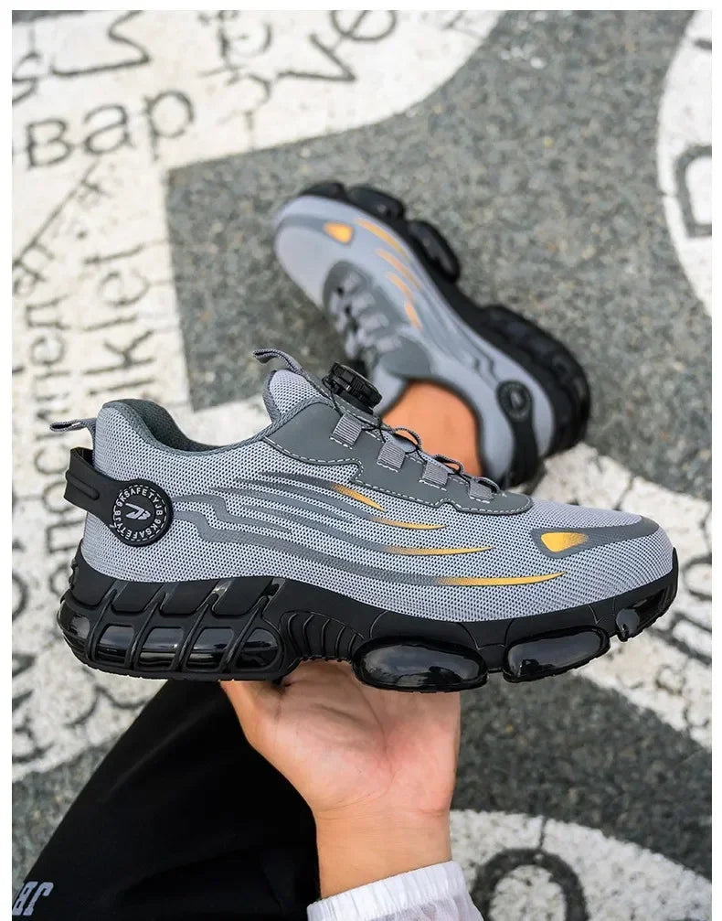 Nuevos zapatos de seguridad para el trabajo, talla 36-48 para mujeres y hombres, zapatillas de deporte con punta de acero para hombres, botas antideslizantes ligeras y transpirables impermeables, trabajo para hombres