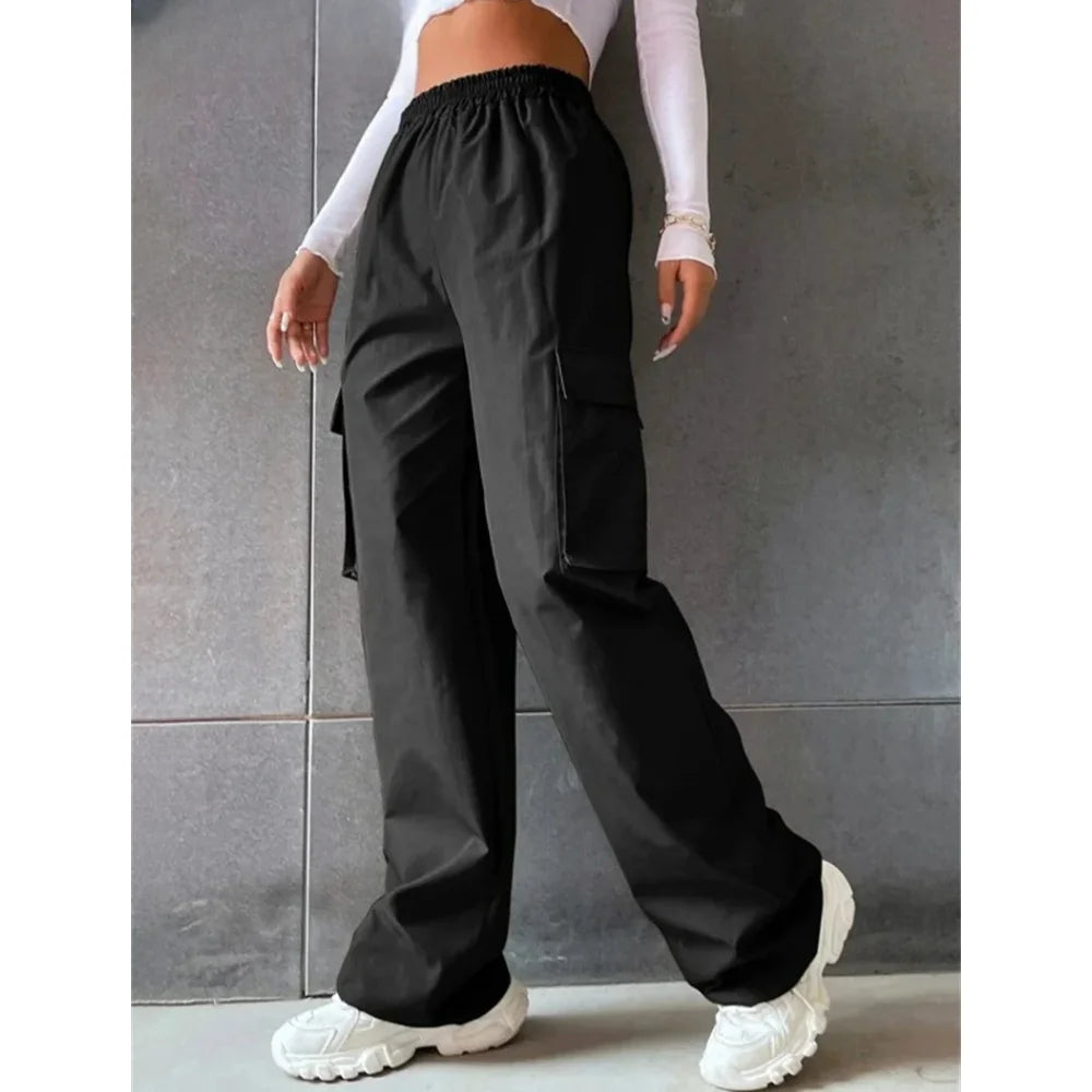 New In Women's Sweatpants Casual Matching Wide Leg Pant Chic Sportswear Loose Cargo Pants Drawstring Joggers Baggy Streetwear