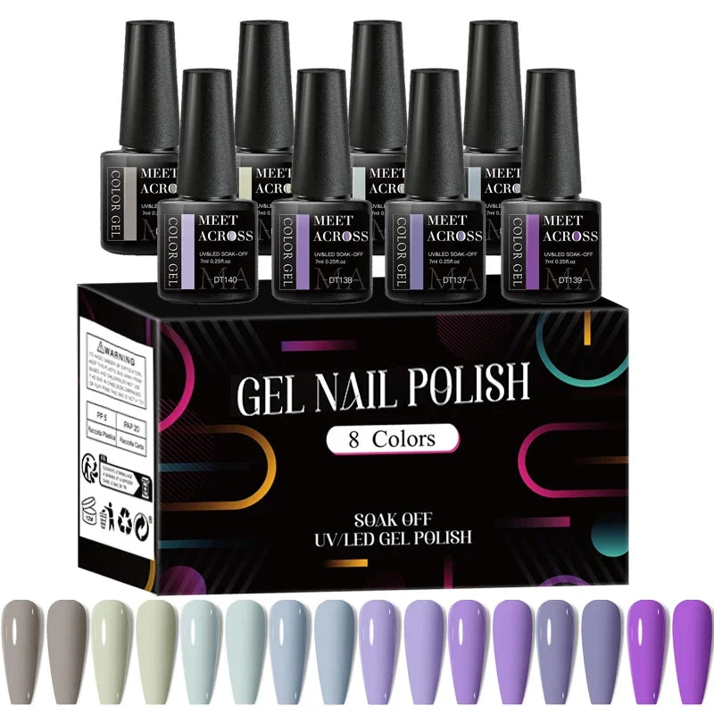 8 unids/set de esmalte de uñas de Gel fluorescente, barniz de Gel semipermanente colorido para decoración de uñas, suministros de manicura para uñas