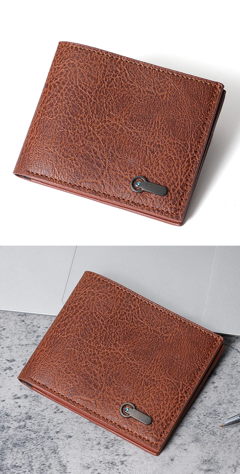 Cartera corta multitarjeta para hombre, billetera informal de moda, delgada, doble pliegue, horizontal, suave, nueva