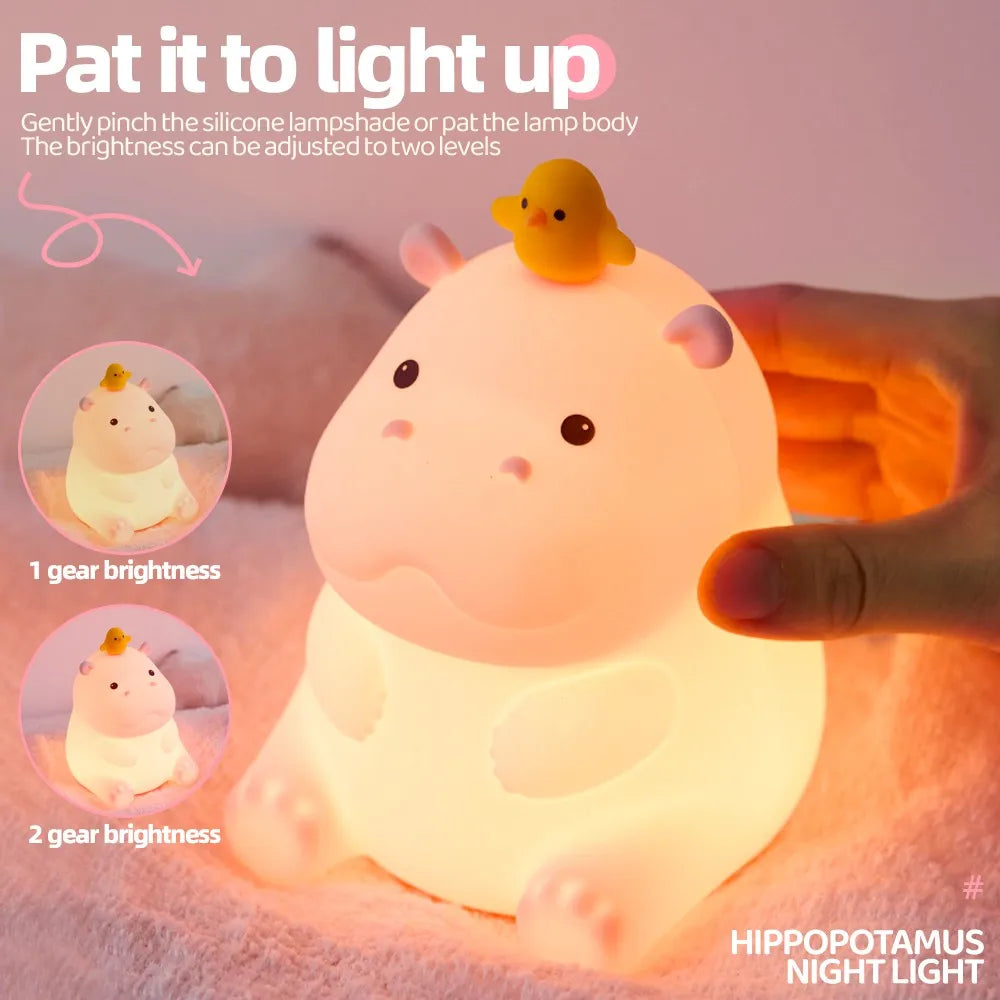 Bonita lámpara de noche blanda de silicona, luz nocturna regulable para guardería, lámpara de mesita de noche con temporizador recargable y Sensor táctil