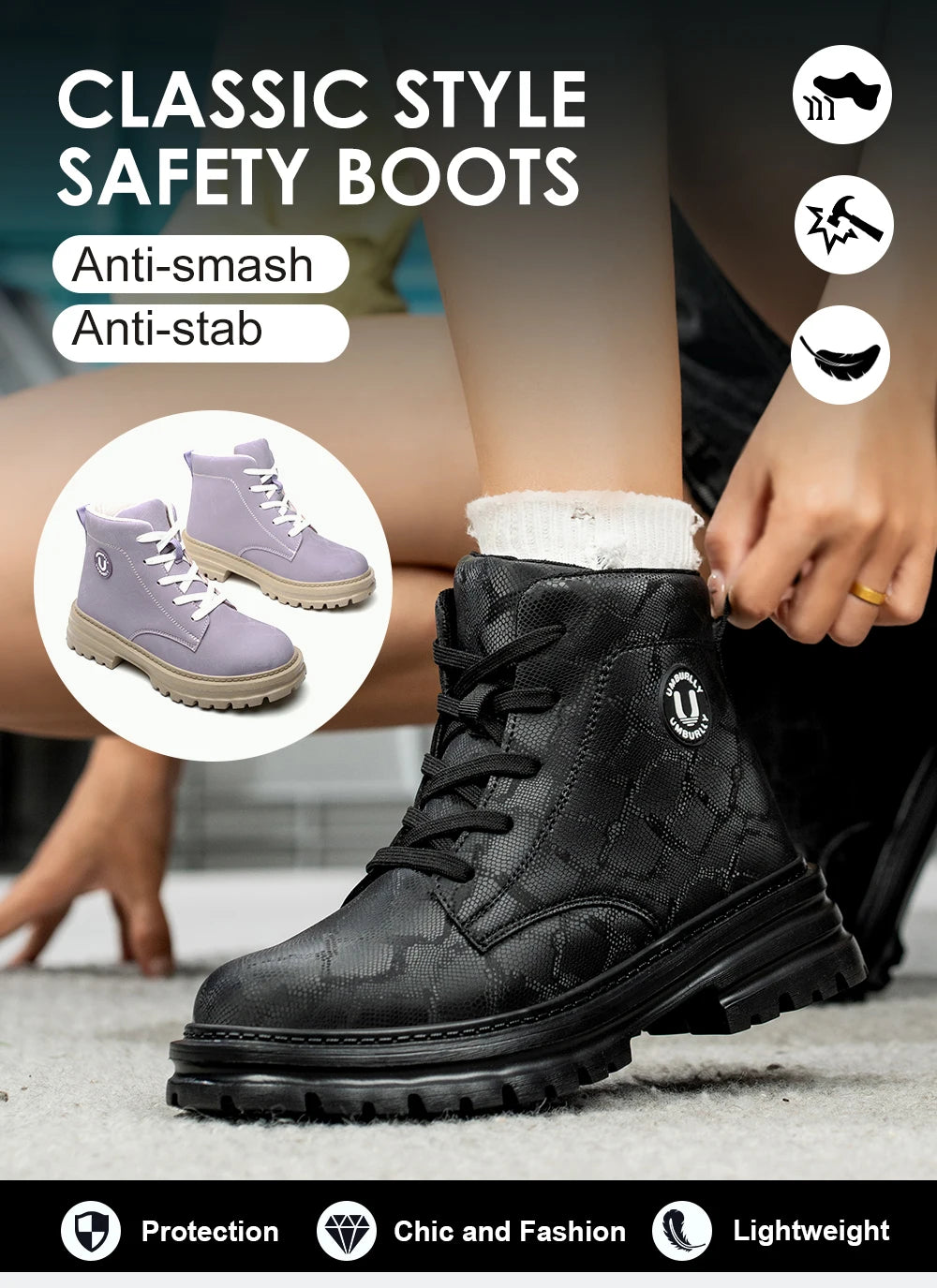 Botas de Trabajo de Seguridad con Punta de Acero para Mujer, Antiaplastamiento, Antipinchazos, Antideslizantes, Zapatos Deportivos Cómodos, Calzado de Seguridad Laboral