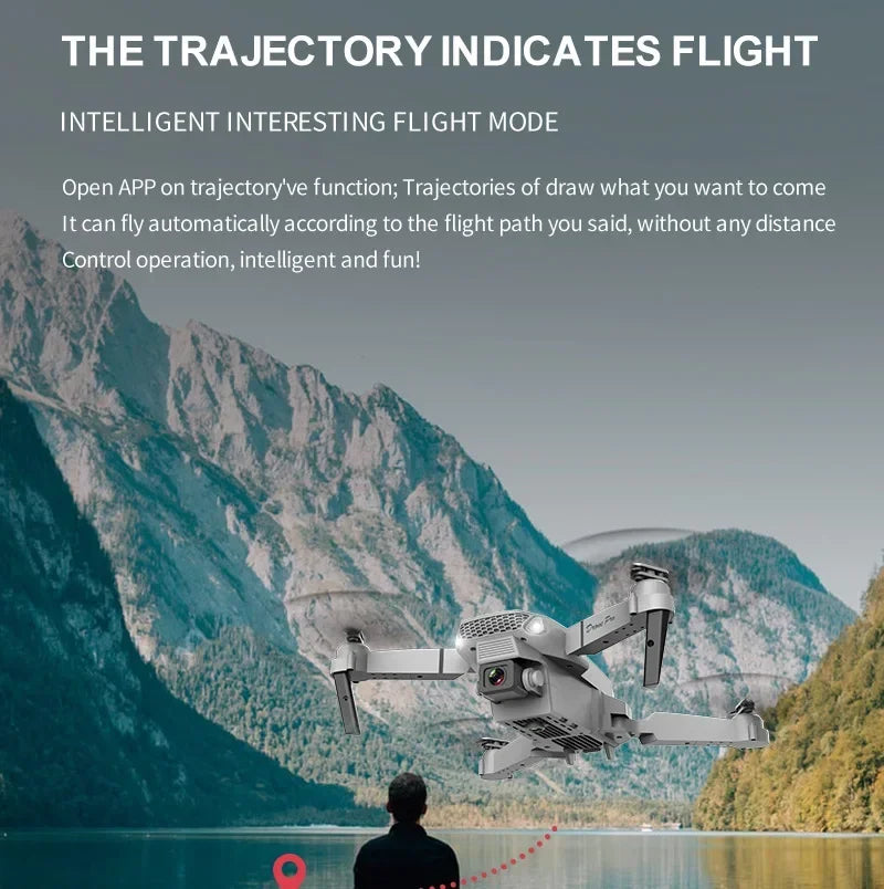 Dron plegable inteligente E88 Pro, compatible con conmutación de cámara simple/doble, calidad de imagen de 4K + disparo gran angular, WiFiDirect Real-Tim