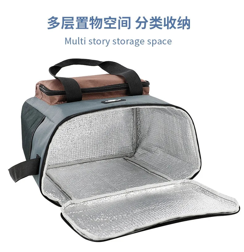 Color a juego de moda, bolsa de almuerzo cuadrada simple, bolsa de hielo portátil para acampar, trabajadores de oficina de gran capacidad, bolsa de comida