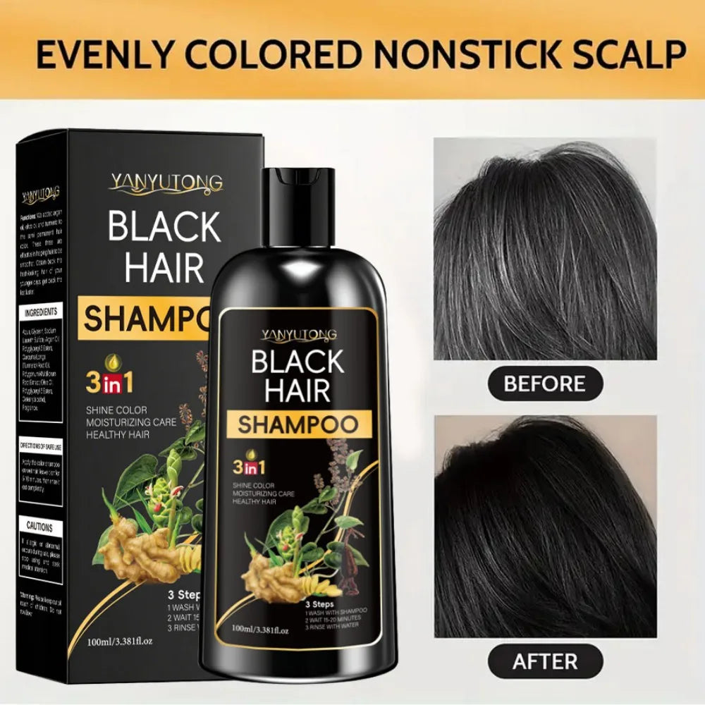 Champú tricolor de cúrcuma 3 en 1, champú nutritivo color tratado fórmula suave, a base de plantas, color beige claro