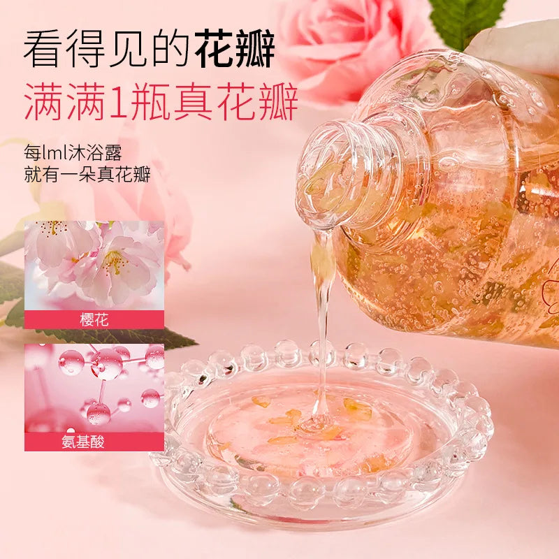 500ml pétalo flor de cerezo rosa fragancia pétalo gel de baño fragancia duradera hidratante cuerpo paquete familiar