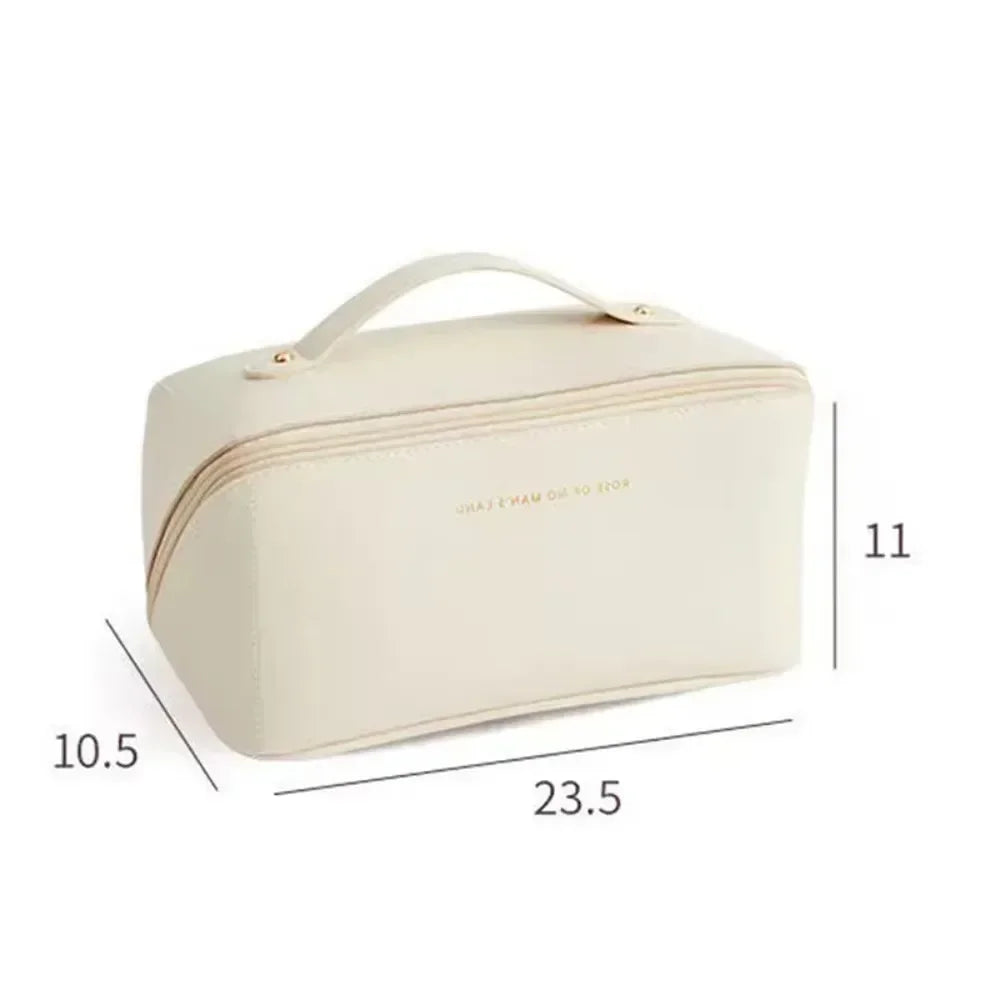 Bolsa de cosméticos de viaje grande para mujer, organizador de maquillaje de cuero, neceser femenino, estuche de maquillaje, bolsa de almacenamiento, caja de lujo para mujer