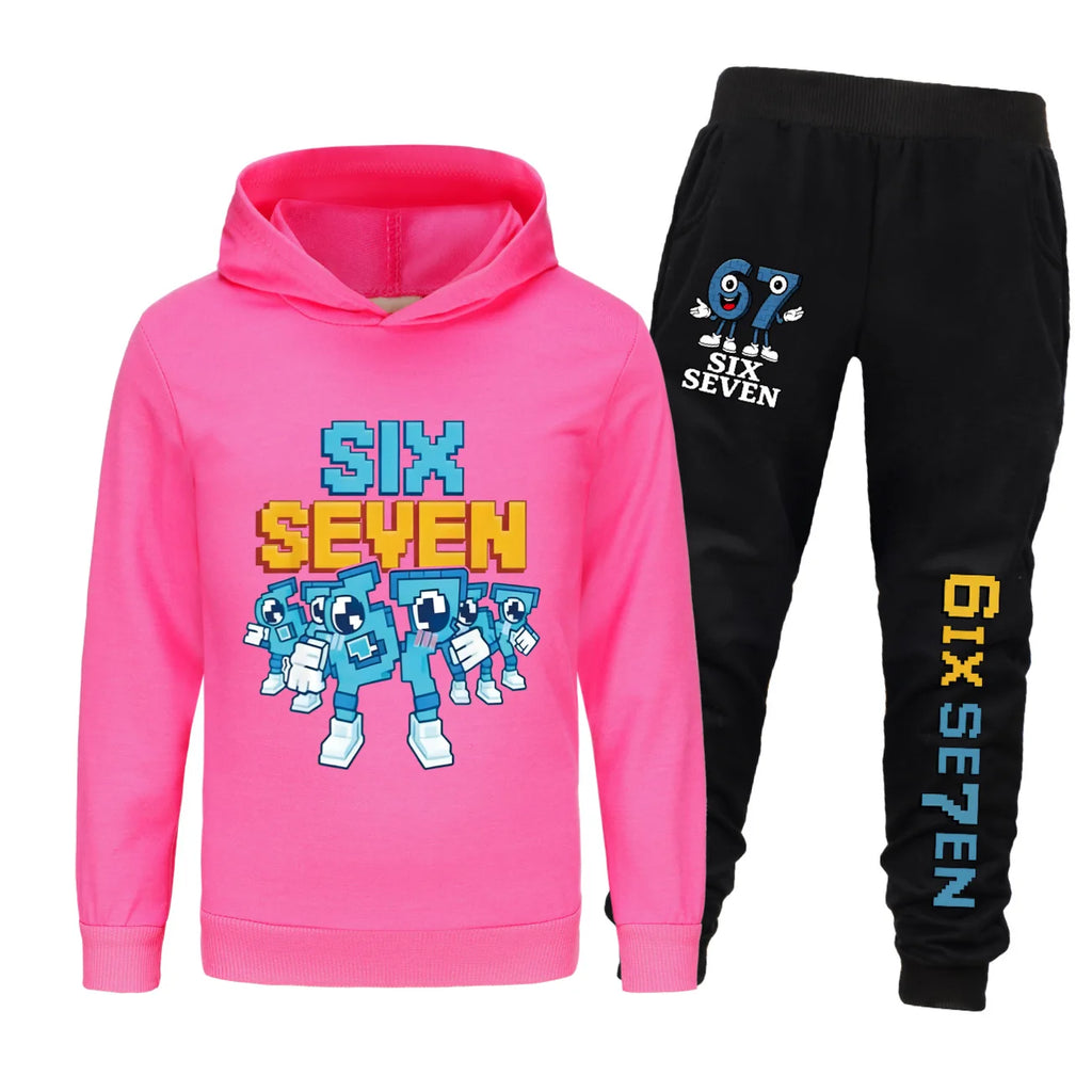 Conjunto de ropa para niños de seis siete dibujos animados rouba un Brainrot niños niñas Sudadera con capucha + Pantalones 2 uds conjunto de chándal para niños pequeños trajes para niños