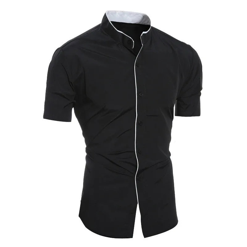 Nueva camisa de manga corta informal de color sólido para hombre