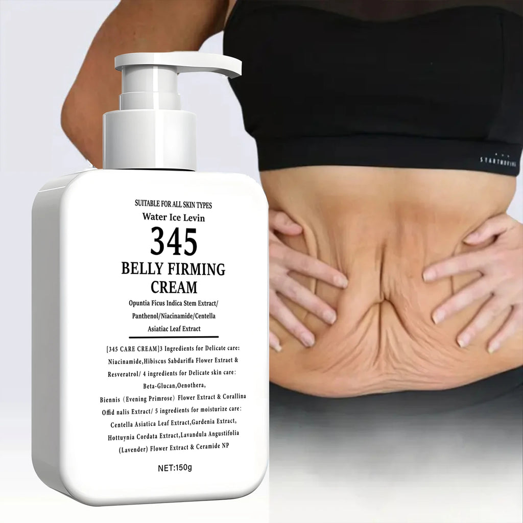 345 Crema reafirmante para el vientre Extracto de tallo de opuntia. Niacinamida Pantenol. Objetivos Piel Crepey. Tensar firmes. Todos los tipos de piel. 150 g.