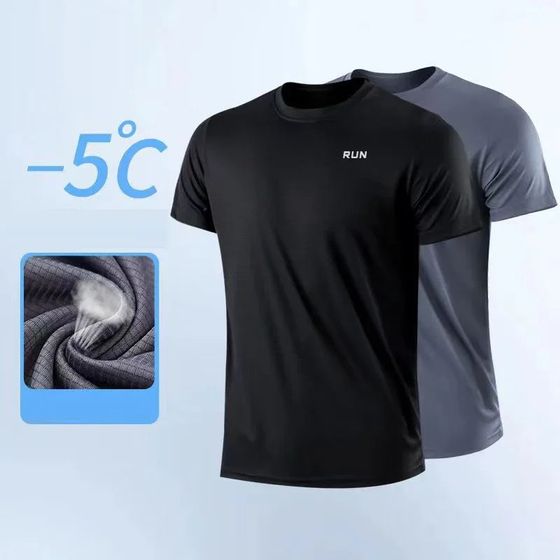 Camiseta deportiva de verano para hombre, camiseta atlética de manga corta con cuello redondo, poliéster, secado rápido, transpirable, ligera, para gimnasio, correr, culturismo, entrenamiento, fútbol, camisetas depo
