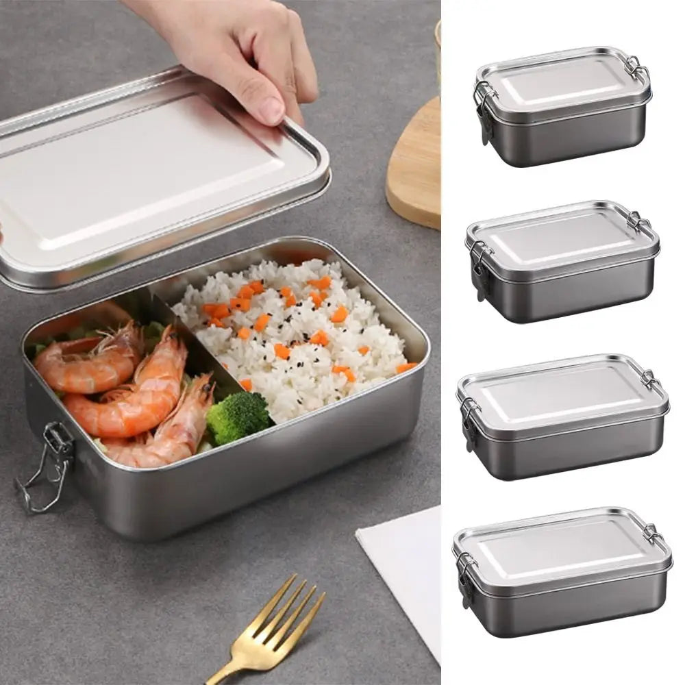 Lonchera Cuadrada de Acero Inoxidable Resistente, Lonchera de Gran Capacidad con Tapa Hermética, Contenedor de Almuerzo a Prueba de Fugas para Exteriores