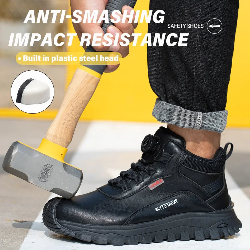Zapatos de seguridad para el trabajo con aislamiento de 6KV, botas de trabajo impermeables antideslizantes para hombres y mujeres, botas de seguridad con protección de botón giratorio, talla 47 48