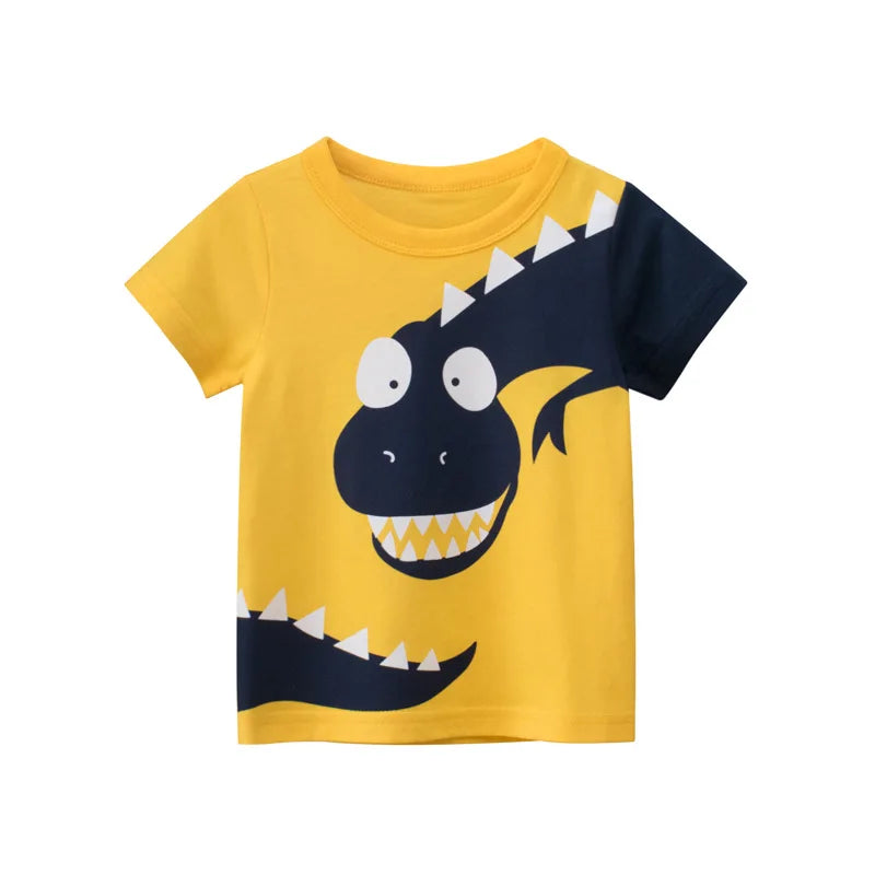 OLEKID-ropa de verano para niños, camisetas con estampado de dibujos animados para niños de 2 a 8 años, camisetas de manga corta para niños pequeños, 2025