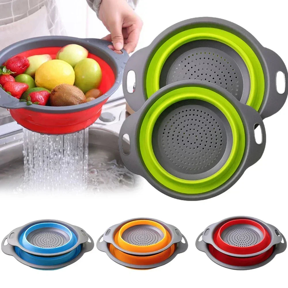 Escurridor plegable redondo, cesta de lavado de frutas y verduras, colador plegable, escurridor plegable, herramienta de almacenamiento de cocina