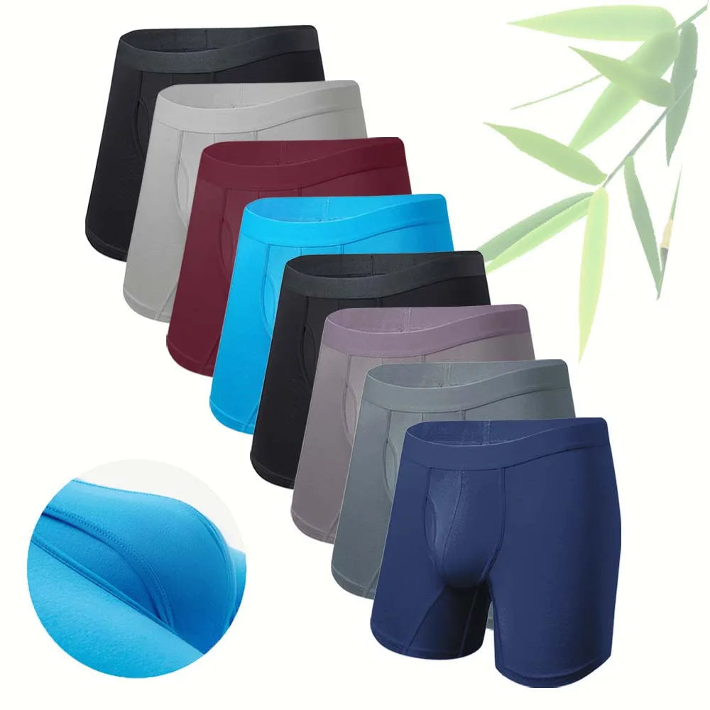 Calzoncillos de fibra de bambú para hombre, Boxer largo transpirable, ropa de tacto suave, ropa interior masculina convexa en U, ropa interior anti-enrollamiento, 8 Uds.