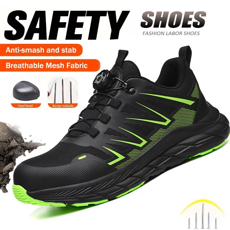 Zapatos de Seguridad de Moda para Hombre, Zapatos de Trabajo con Puntera de Acero, Protección Anti-aplastamiento y Anti-pinchazos, Zapatos Funcionales de Construcción, Botas de Trabajo para Hombre