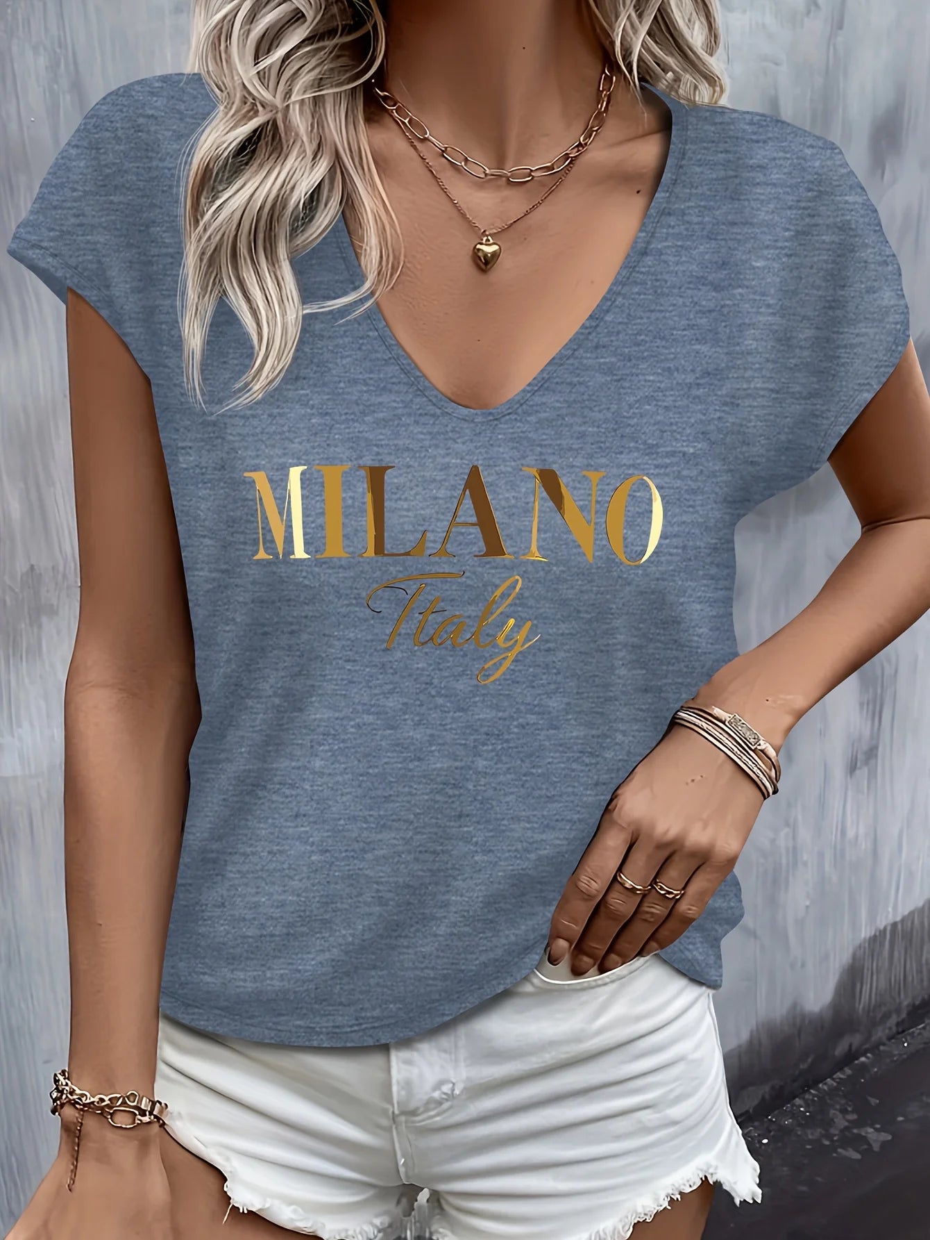 Camiseta holgada de Modal con cuello en V de manga corta para mujer, camiseta transpirable cómoda de manga corta de verano