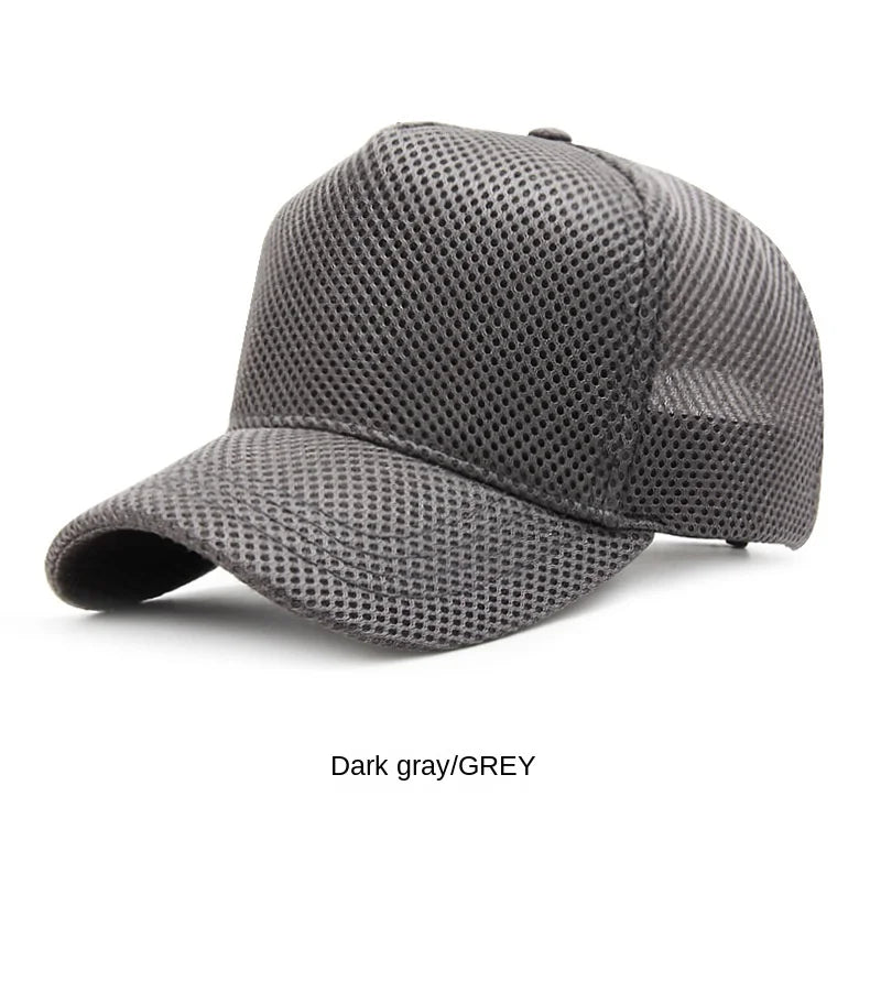 Gorra de béisbol de malla de verano de talla grande de cabeza grande para hombres y mujeres gorra transpirable de camionero ajustable para deportes al aire libre correr