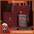 Cartera Bullcaptain de cuero genuino para hombre, monedero de viaje de calidad a la moda, protección Rfid, tarjetero Wollst para hombre con cadena