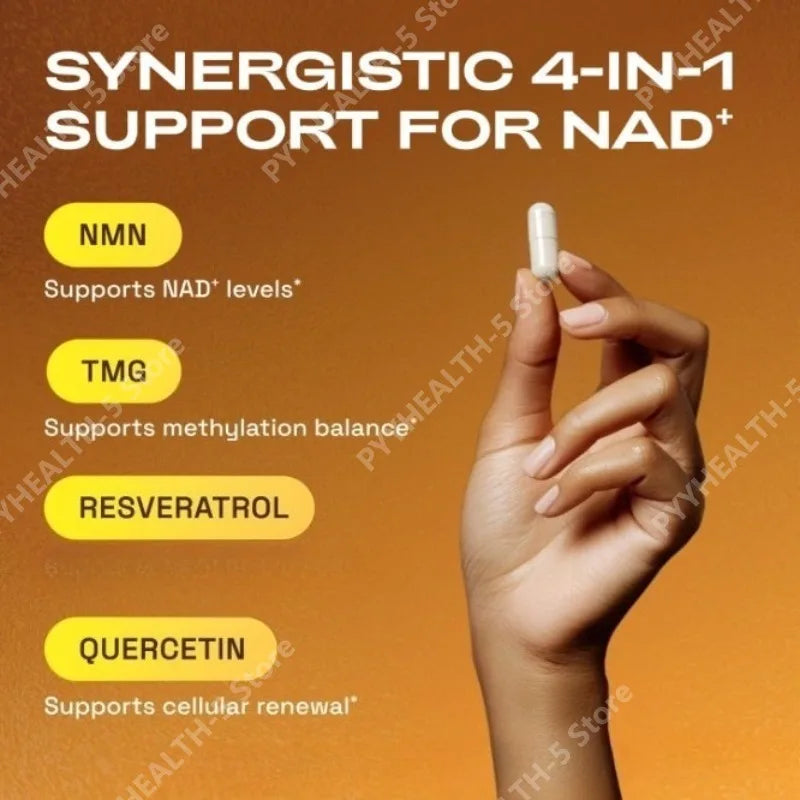 Suplemento de NMN en Cápsulas, 1000mg por Porción, Suplemento de NAD+, Apoya la Energía Cerebral, 60 Cápsulas