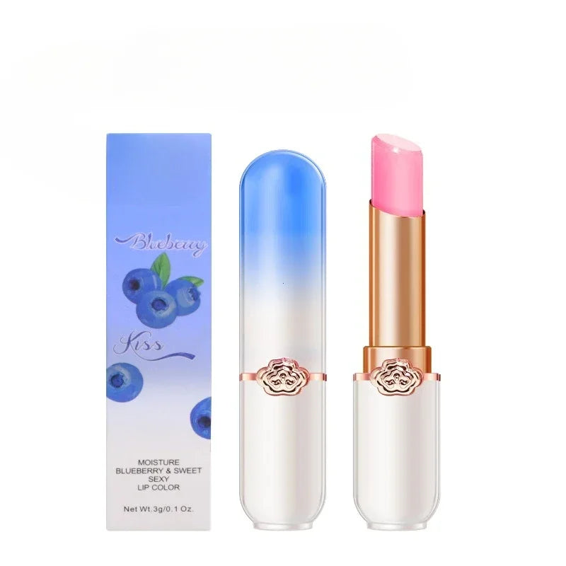 Bálsamo labial de Color melocotón, lápiz labial con cambio de temperatura de cristal, brillo de labios hidratante de larga duración, maquillaje, cuidado de labios, cosmético de reparación