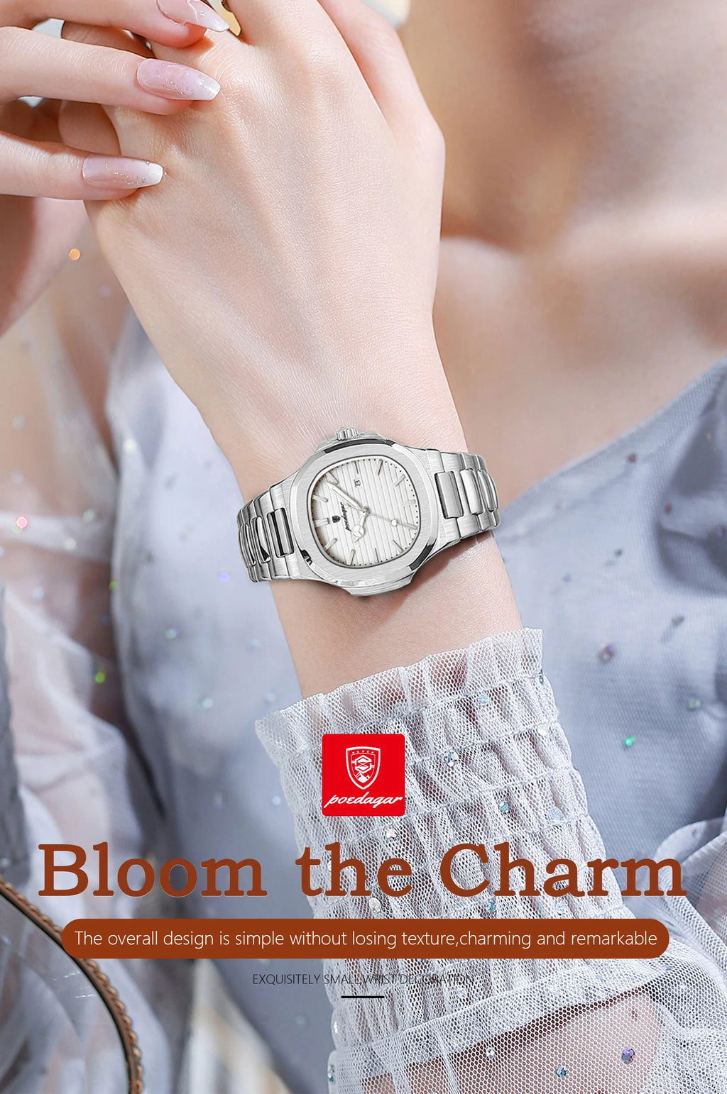 POEDAGAR, reloj de pulsera exquisito para mujer, resistente al agua, fecha luminosa, relojes de moda para mujer, reloj de cuarzo de acero inoxidable para mujer