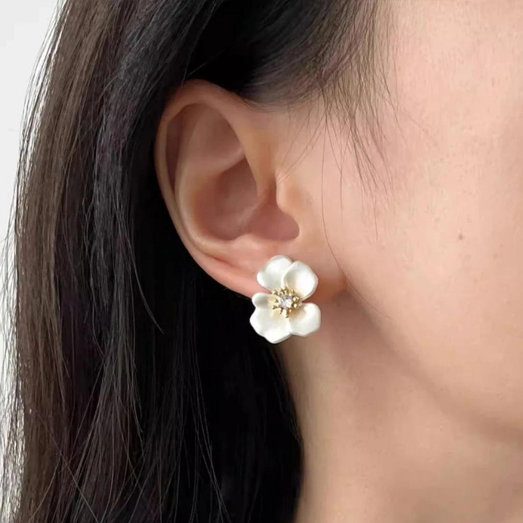 PANJBJ-pendientes de plata de ley 925 con forma de flor para mujer, con circonita, acabado mate, estilo Retro, regalo de joyería de cumpleaños, envío directo