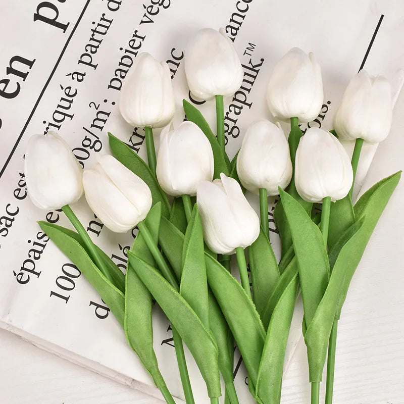 3/5/10/15/20 piezas tulipanes flores artificiales ramo de flores de tacto Real tulipanes flor falsa para decoración del hogar de la boda