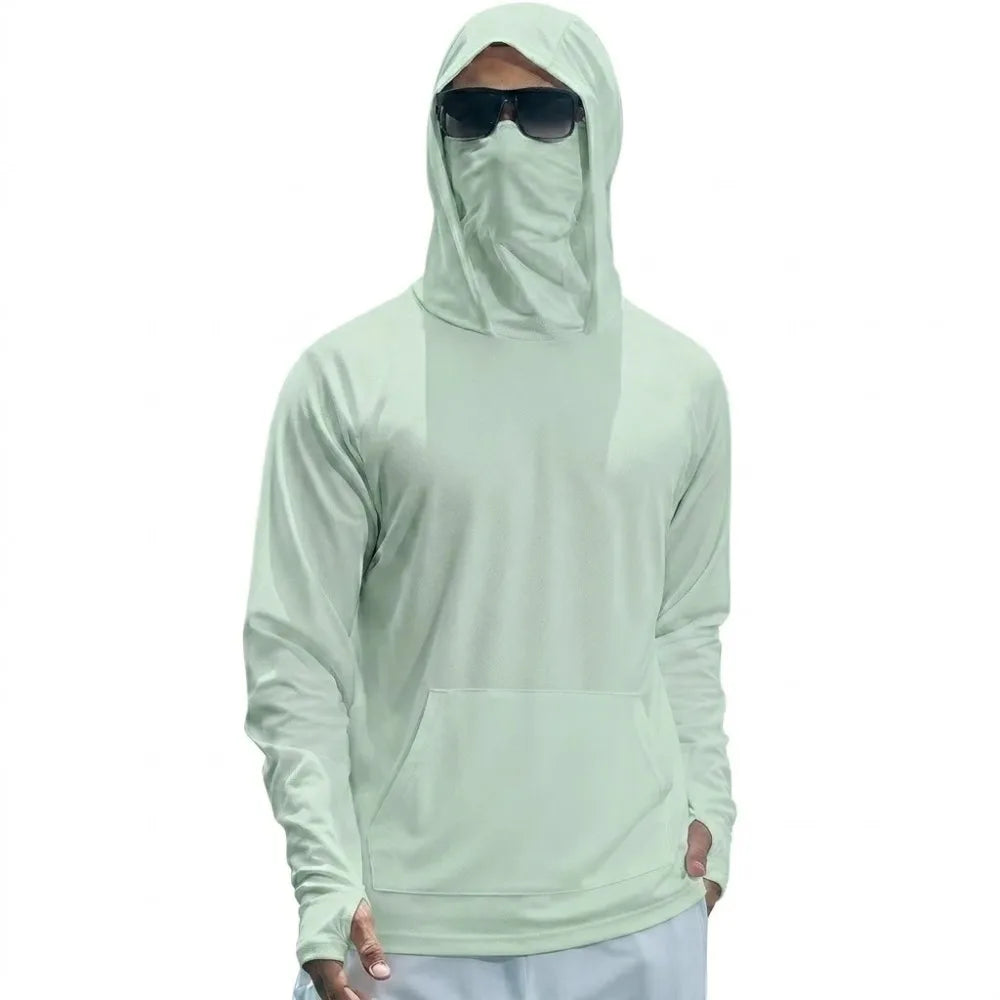 Camiseta de Manga Larga con Capucha para Hombre, Protección Solar UPF50+, de Secado Rápido, para Correr, Pesca, Deporte, Estilo Urbano