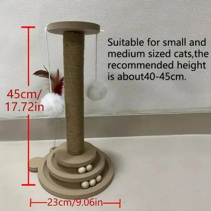 Rascador para Gatos Resistente – Sisal Antiparasitario, Rascador Giratorio y Varita de Juego Colgante