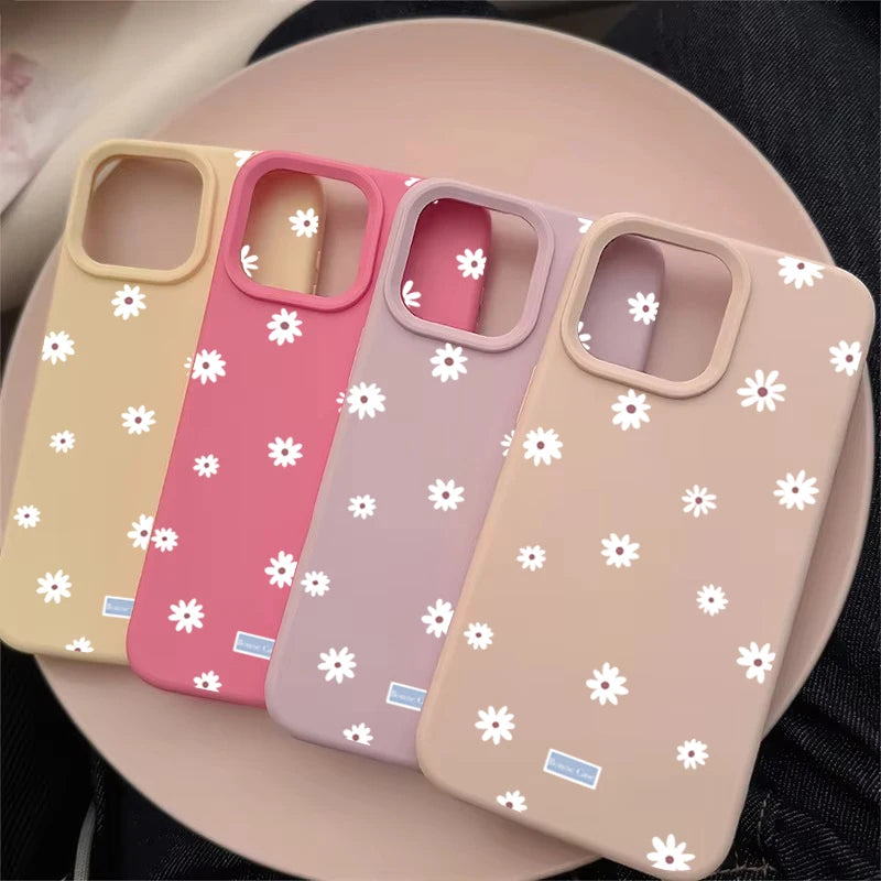 Funda de teléfono con flor pequeña y Margarita de estilo lindo para iPhone 11 12 13 14 15 16 17 Pro Max 16 Plus, funda de silicona suave con parachoques a prueba de golpes