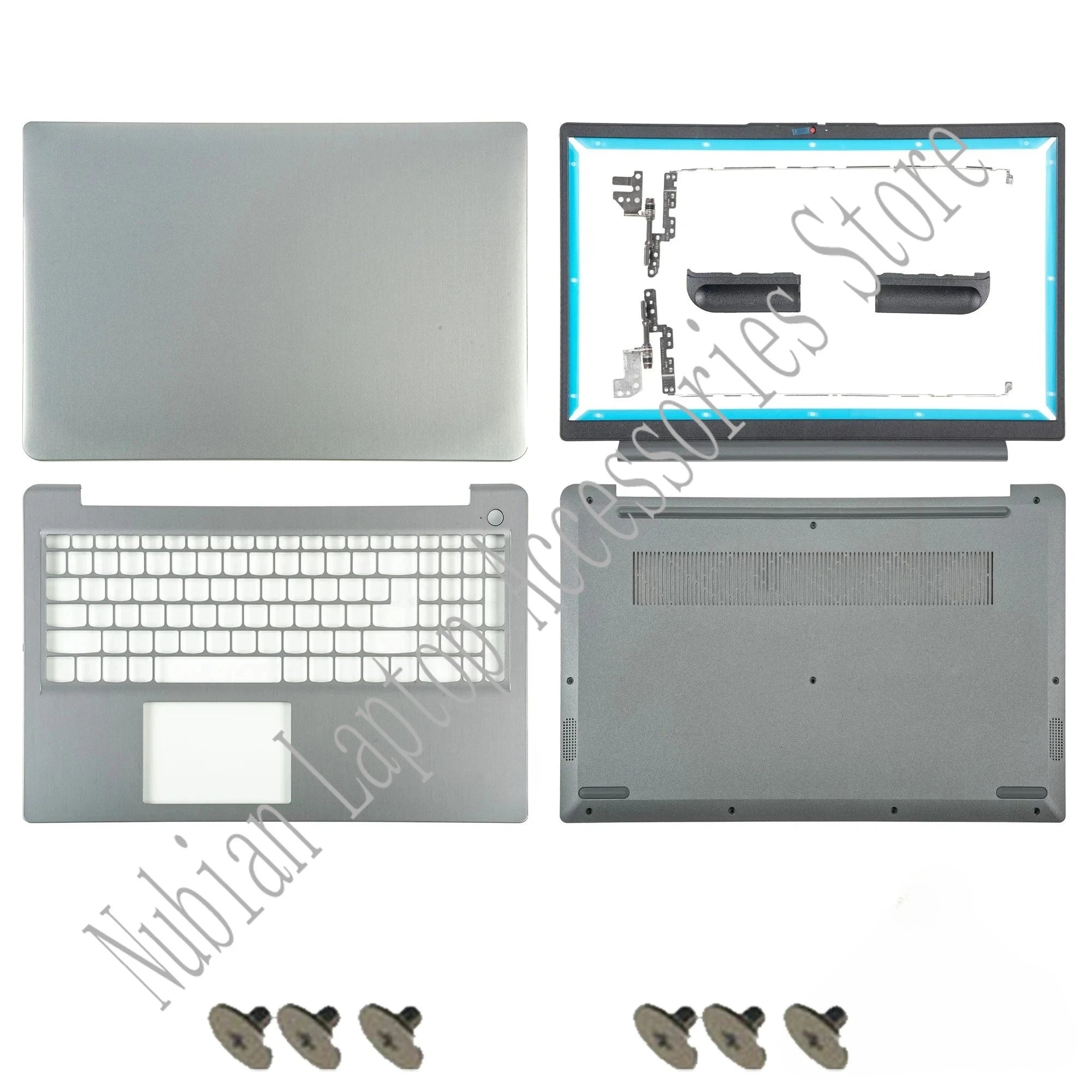 Nuevo para IdeaPad 3 15ADA6 15ITL6 15ALC6 2021: Cubierta trasera LCD, bisel frontal, reposamanos, carcasa inferior, teclado y bisagras para portátil