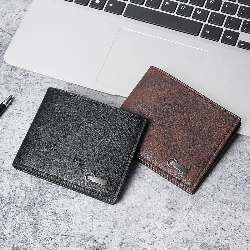 Cartera corta multitarjeta para hombre, billetera informal de moda, delgada, doble pliegue, horizontal, suave, nueva