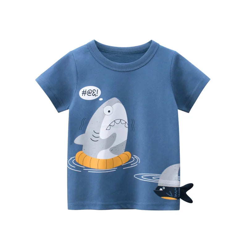 OLEKID-ropa de verano para niños, camisetas con estampado de dibujos animados para niños de 2 a 8 años, camisetas de manga corta para niños pequeños, 2025