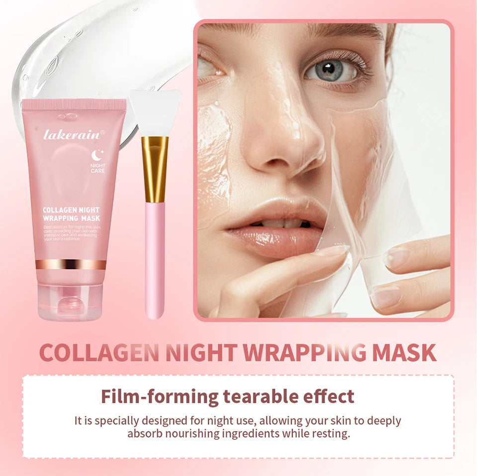 Mascarilla Facial Nocturna de Colágeno, Exfoliante, Hidratante, Reduce las Líneas Finas, la Sequedad, Hidratación, Iluminadora, Cuidado de la Piel Coreano
