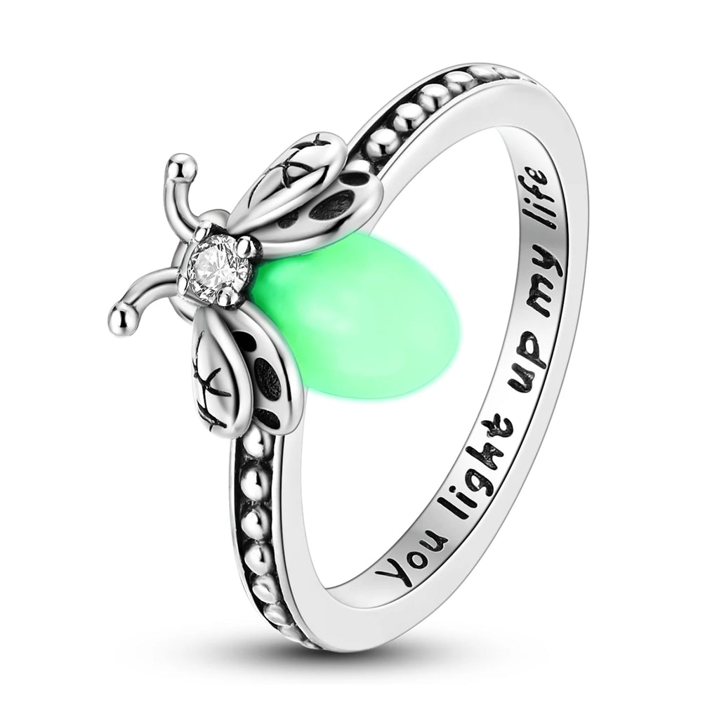 Anillo de plata 925 con diseño Original de luciérnaga y amor infinito, anillos de dedo de circón para mujer, regalo de joyería de boda de alta calidad