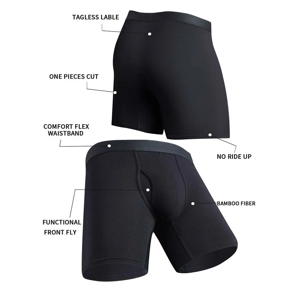 Calzoncillos de fibra de bambú para hombre, Boxer largo transpirable, ropa de tacto suave, ropa interior masculina convexa en U, ropa interior anti-enrollamiento, 8 Uds.